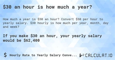Breaking Down the $30/hr Annual Salary: What It Means and How to Earn It